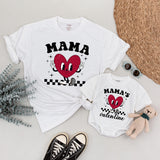 Matching Retro Mama and Baby Valentine Shirts Heart Design Family Outfit Gift Cotton Soft Comfy First Holiday Infant Toddler Girl Boy