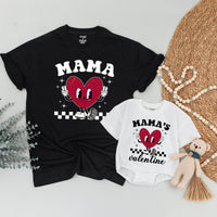 Matching Retro Mama and Baby Valentine Shirts Heart Design Family Outfit Gift Cotton Soft Comfy First Holiday Infant Toddler Girl Boy
