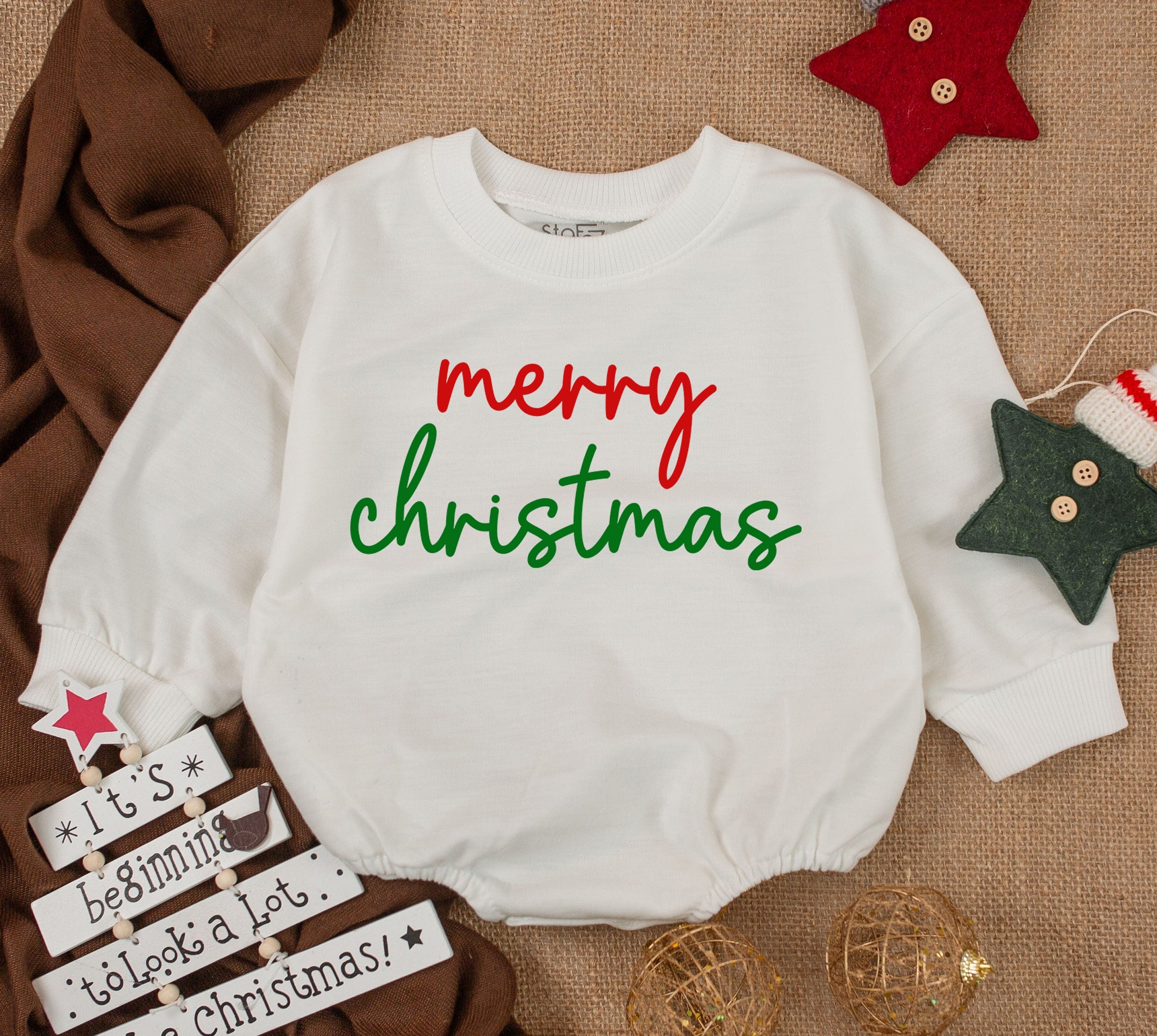 Merry Christmas Baby Romper Soft Cozy Infant Holiday Outfit for Boys Girls Perfect Christmas Baby Shower Gift
