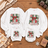 Merry Christmas Matching Family Sweatshirts with Festive Gift Box Design, Holiday Outfit for Family Photos and Friendsmas Celebrations