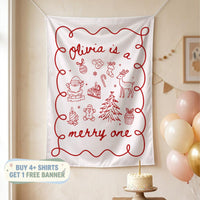Merry One Christmas Cake Family Matching Outfits with Custom Names, Baby First Birthday Sweatshirt and Holiday Attire