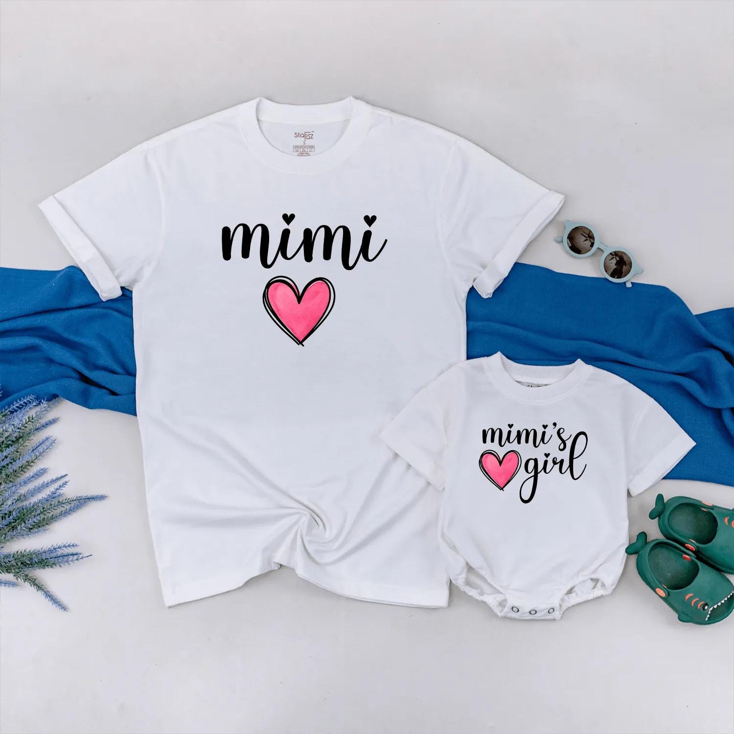 Mimi and Mimi's Girl Matching Shirts with Pink Heart Design, Grandma and Granddaughter Outfit, Mother's Day Gift for Mimi