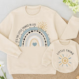 Custom Mommy & Me Matching Sweatshirt with Rainbow Artwork, Baby Romper & Kids Long Sleeve, Soft Cotton, Perfect Christmas Gift Idea