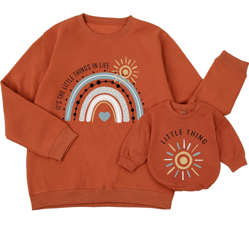 Custom Mommy & Me Matching Sweatshirt with Rainbow Artwork, Baby Romper & Kids Long Sleeve, Soft Cotton, Perfect Christmas Gift Idea