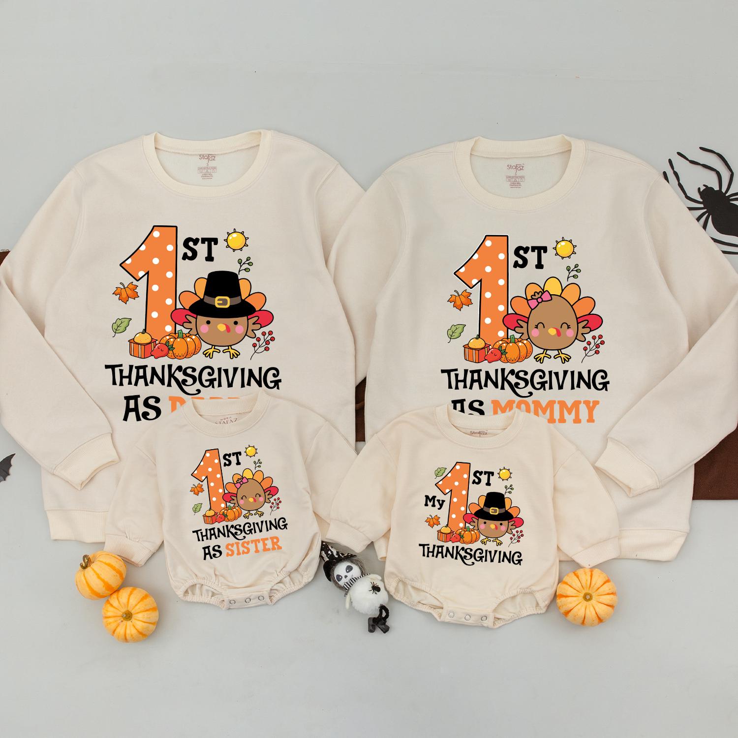Mommy and Me Thanksgiving Outfits Adorable Turkey Design Baby's First Holiday Celebration Cheerful Family Matching Sweaters Custom Gift