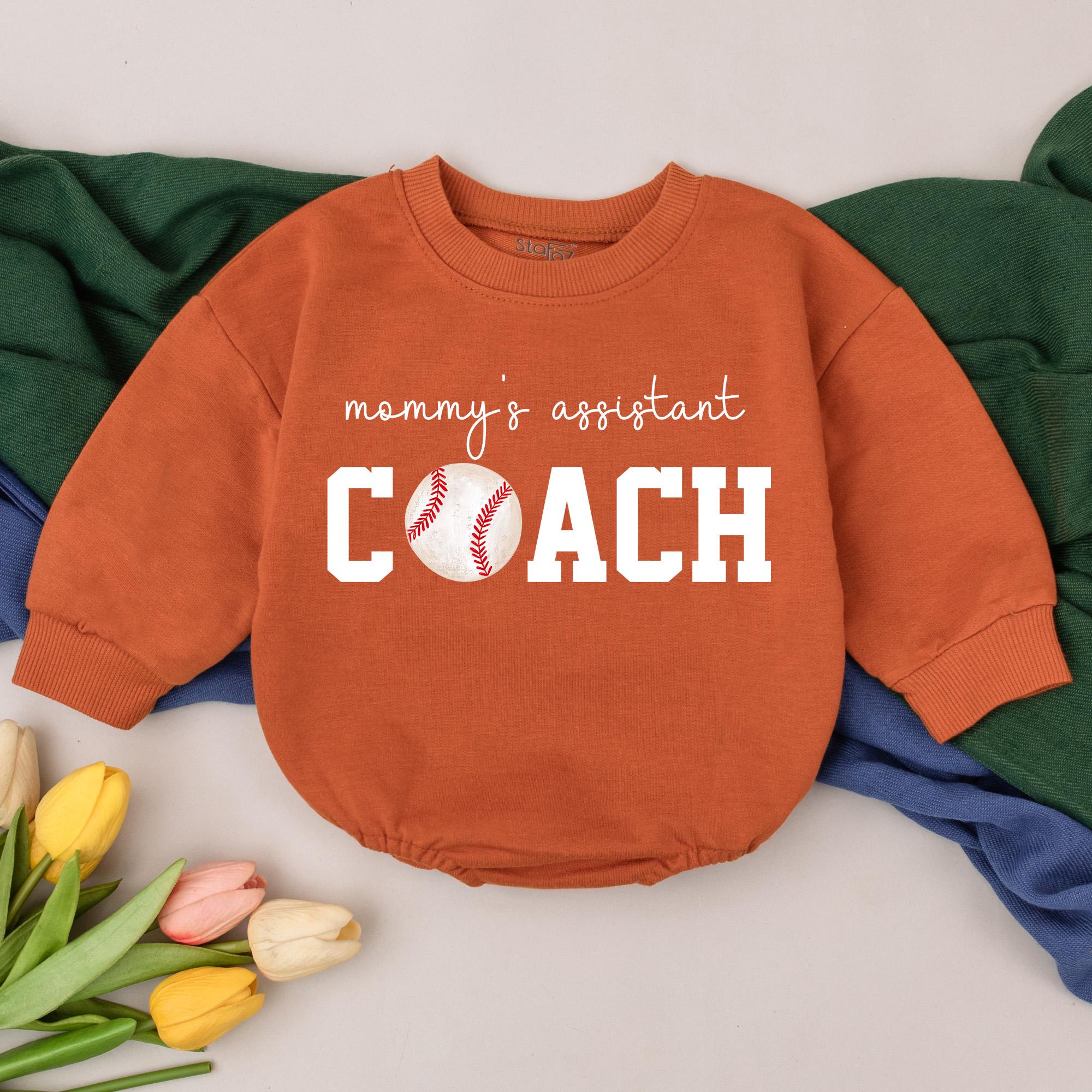 Mommy's Assistant Coach Baby Romper Cute Baseball Outfit Soft Cotton Sports Gift for Baby Shower or Mother's Day