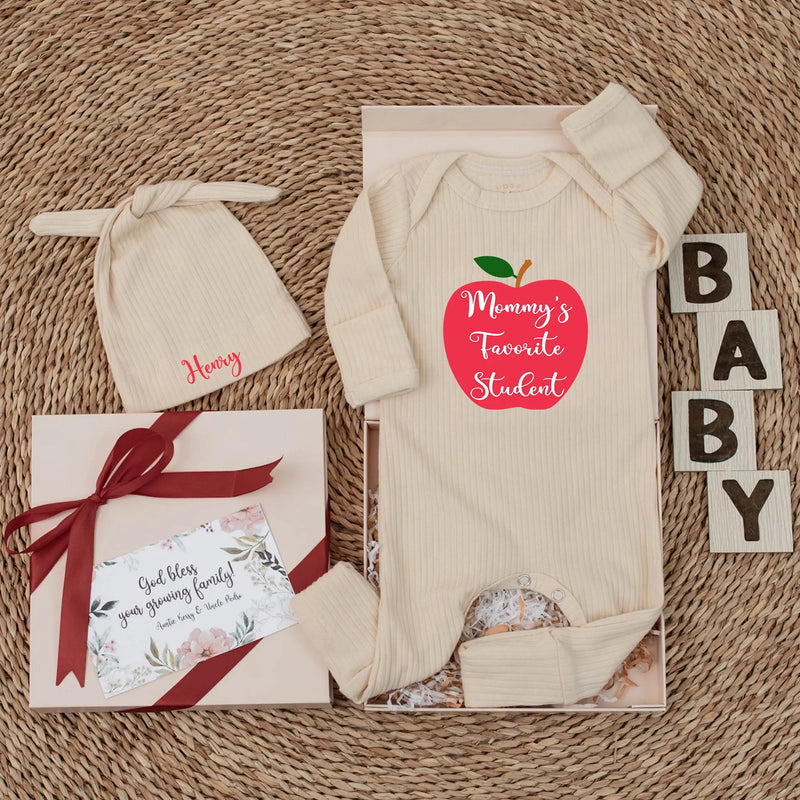 Mommy’s Favorite Student Baby Bodysuit Custom Teacher Gift Apple Design Infant Clothes Perfect for Baby Shower Birthday Outfit