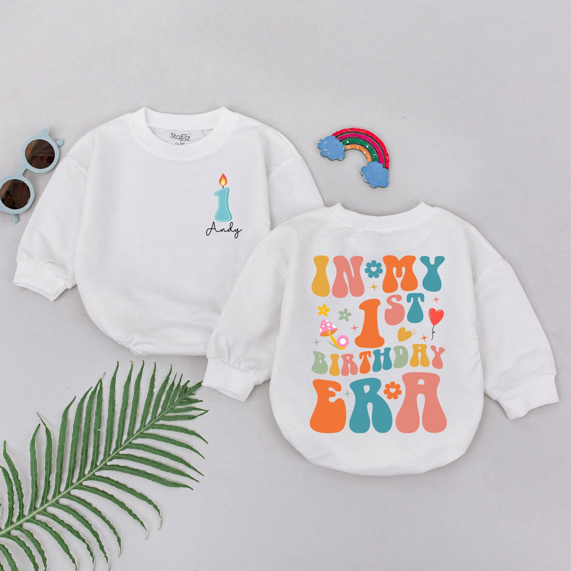 In My 1st Birthday Era Romper Personalized Baby Outfit Soft Cotton Celebration Bodysuit for Infant Boys and Girls Colorful Graphic Gift