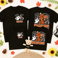 My 1st Halloween Matching Family Outfit Custom Baby Romper Spooky Ghost Bat Design Fun Party Gift for Mom Dad Infant Celebration