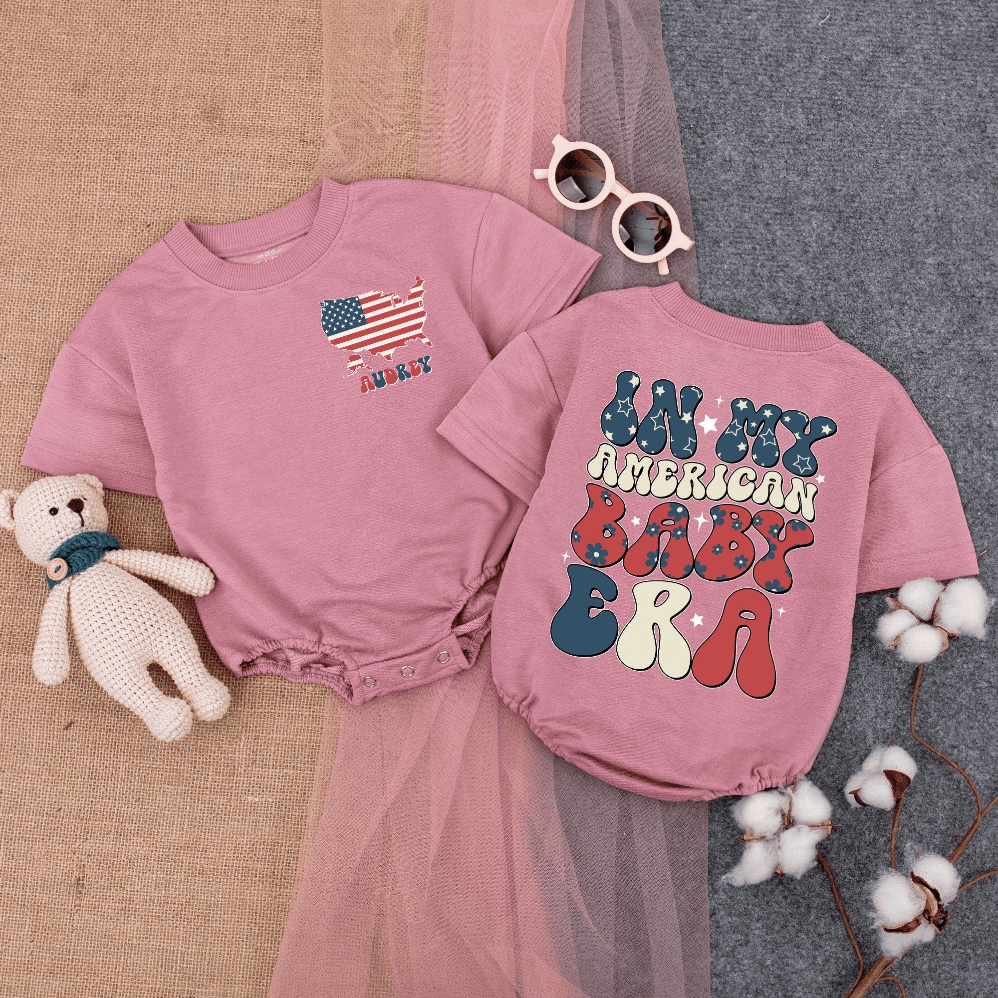 In My American Baby Era Romper Patriotic Fourth of July Infant Outfit Soft Cotton Comfortable Baby Girl Boy Holiday Bodysuit