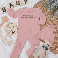 My Aunt and I Talk Sh*t About You Baby Bodysuit Funny Infant Outfit Minimalist Design Cotton Soft Gift from Aunt for Newborns