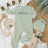 My Aunt and I Talk Sh*t About You Baby Bodysuit Funny Infant Outfit Minimalist Design Cotton Soft Gift from Aunt for Newborns