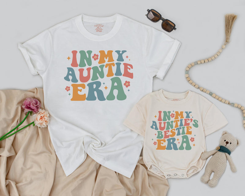 In My Auntie Era Matching Outfit Custom Family Gift Fun Retro Design Vibrant Colors Aunt Gift from Niece Baby Shower Bestie Era Shirt