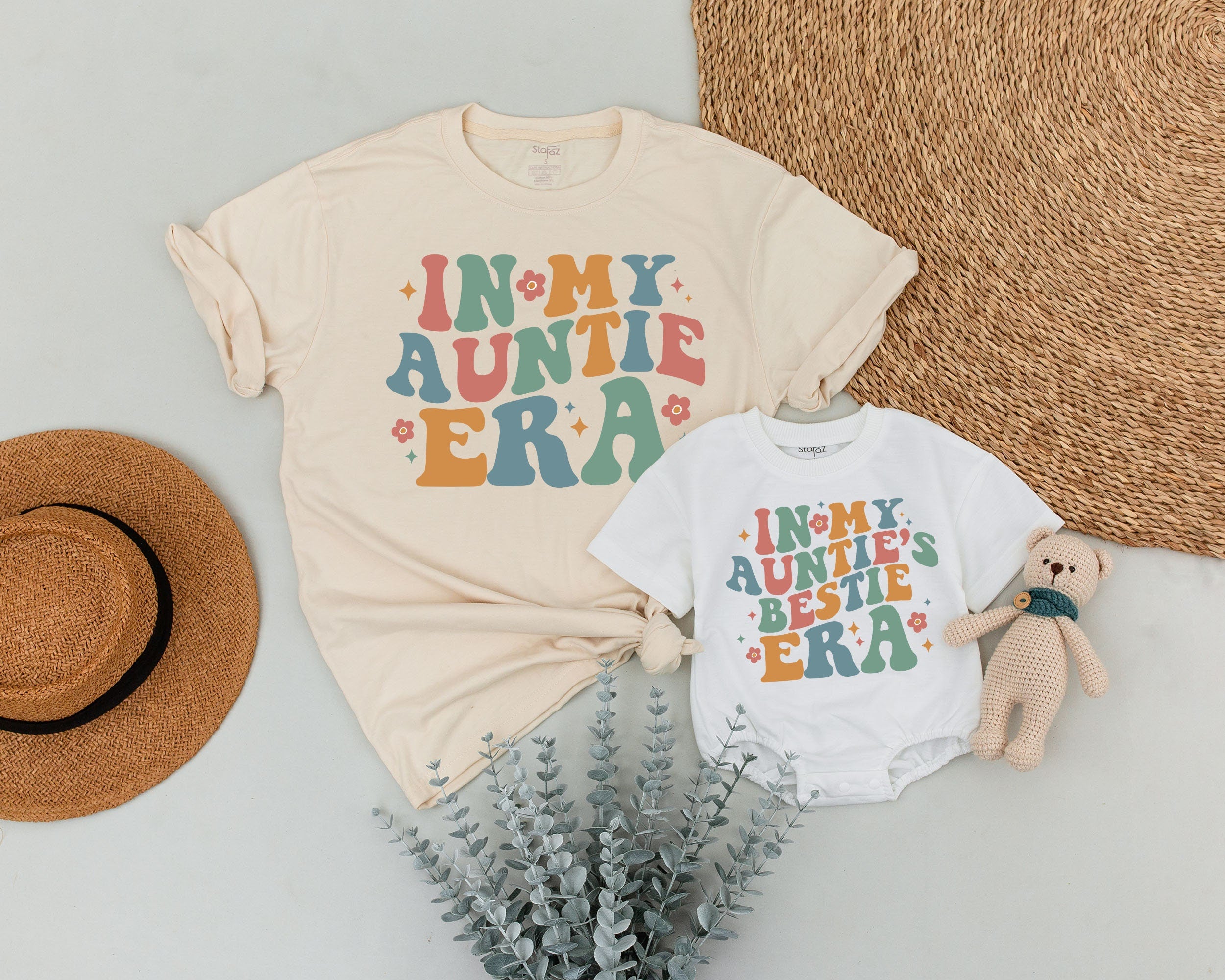 In My Auntie Era Matching Outfit Custom Family Gift Fun Retro Design Vibrant Colors Aunt Gift from Niece Baby Shower Bestie Era Shirt