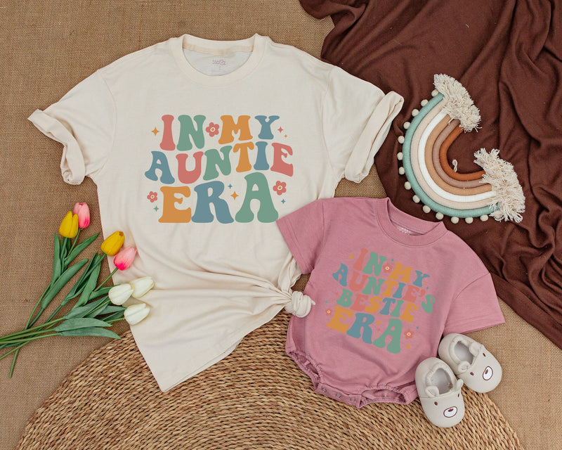 In My Auntie Era Matching Outfit Custom Family Gift Fun Retro Design Vibrant Colors Aunt Gift from Niece Baby Shower Bestie Era Shirt