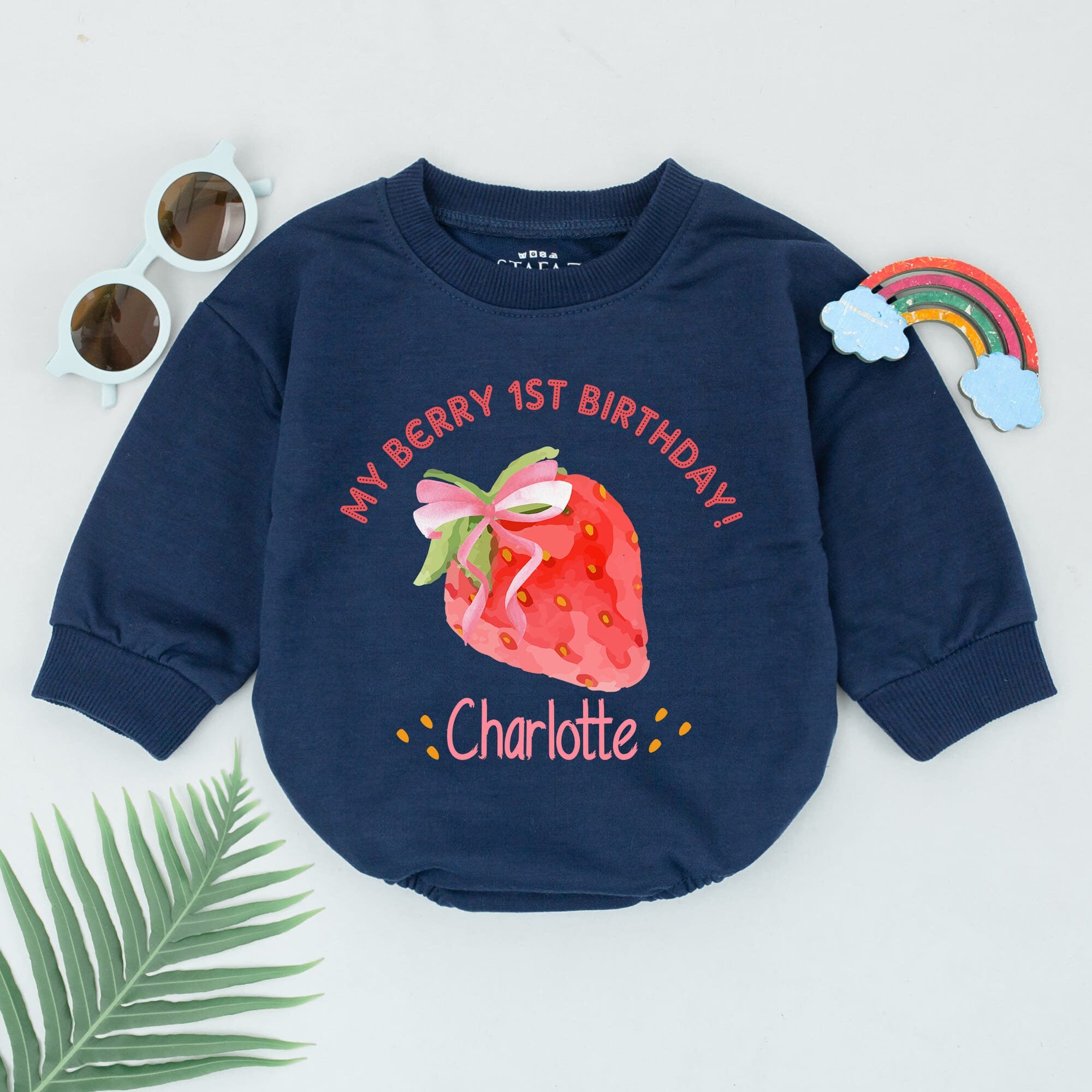 My Berry First Birthday Romper Personalized Strawberry Outfit for Baby Girl Sweet 1st Celebration Soft Cotton Custom Name Summer Gift