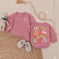 In My Big Sister Era Toddler Romper Playful Floral Design Gift Soft Cotton Birthday Outfit for Girls with Colorful Bow Detailing