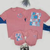 In My Boy Mama Era Matching Family Shirts, Retro Blue Smiley Design, Custom Mother and Son Outfits, Soft Cotton Tees for Mother's Day