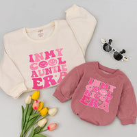 In My Cool Aunt and Niece Era Sweatshirt Retro Bubble Font Design Matching Family Outfits Fun Gift for Auntie and Niece Stylish Cozy