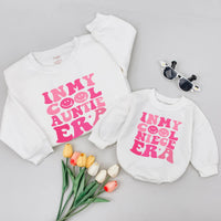 In My Cool Aunt and Niece Era Sweatshirt Retro Bubble Font Design Matching Family Outfits Fun Gift for Auntie and Niece Stylish Cozy