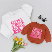 In My Cool Aunt and Niece Era Sweatshirt Retro Bubble Font Design Matching Family Outfits Fun Gift for Auntie and Niece Stylish Cozy