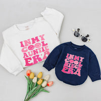 In My Cool Aunt and Niece Era Sweatshirt Retro Bubble Font Design Matching Family Outfits Fun Gift for Auntie and Niece Stylish Cozy