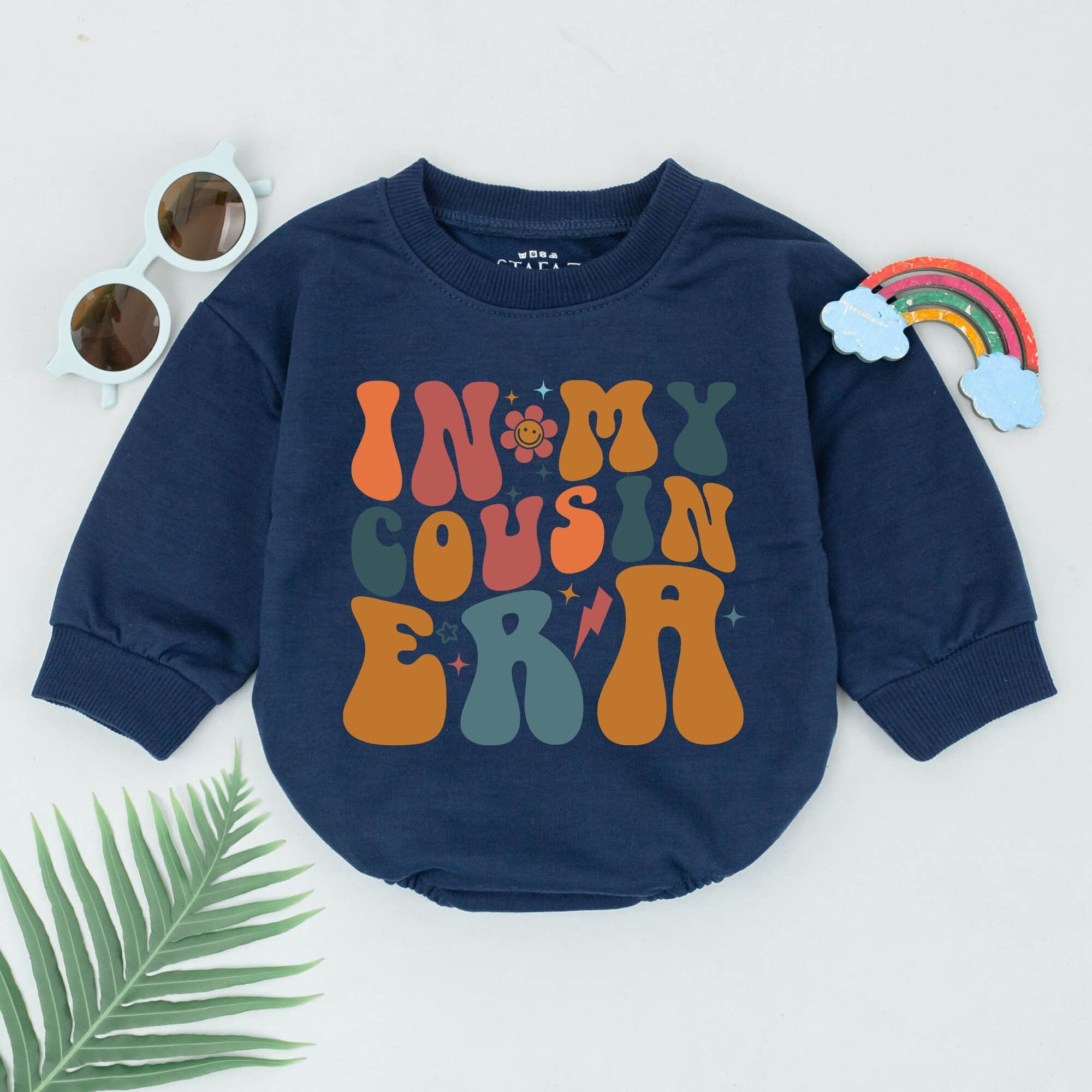 In My Cousin Era Romper Baby Outfit Retro 70s Style Playful Font Cotton Soft Gift for Infant Girl Boy Matching Cousin Crew