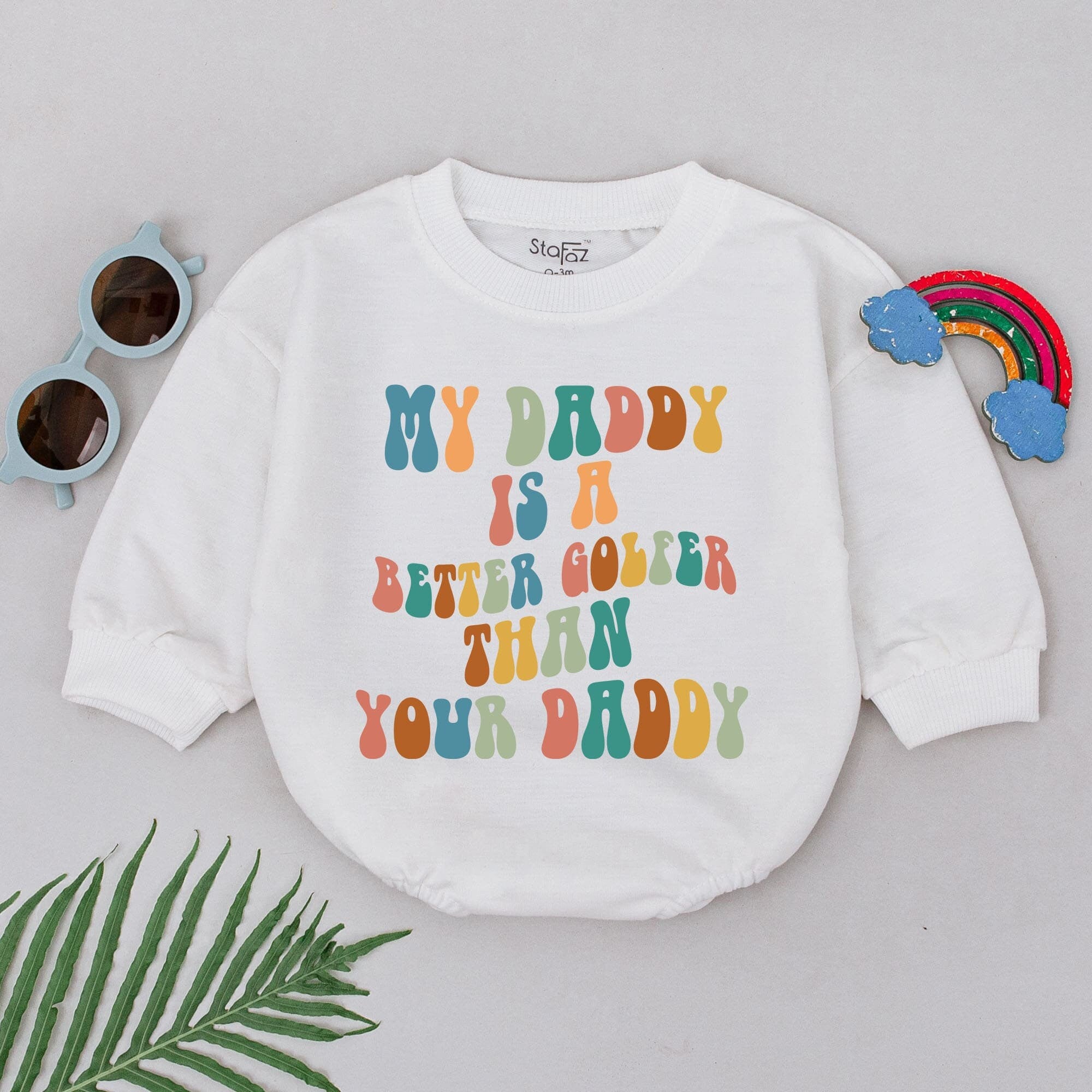 My Daddy Is A Better Golfer Than Your Daddy Baby Romper Fun Golf Outfit Colorful Father's Day Gift Soft Cotton Baby Boy Playful Design