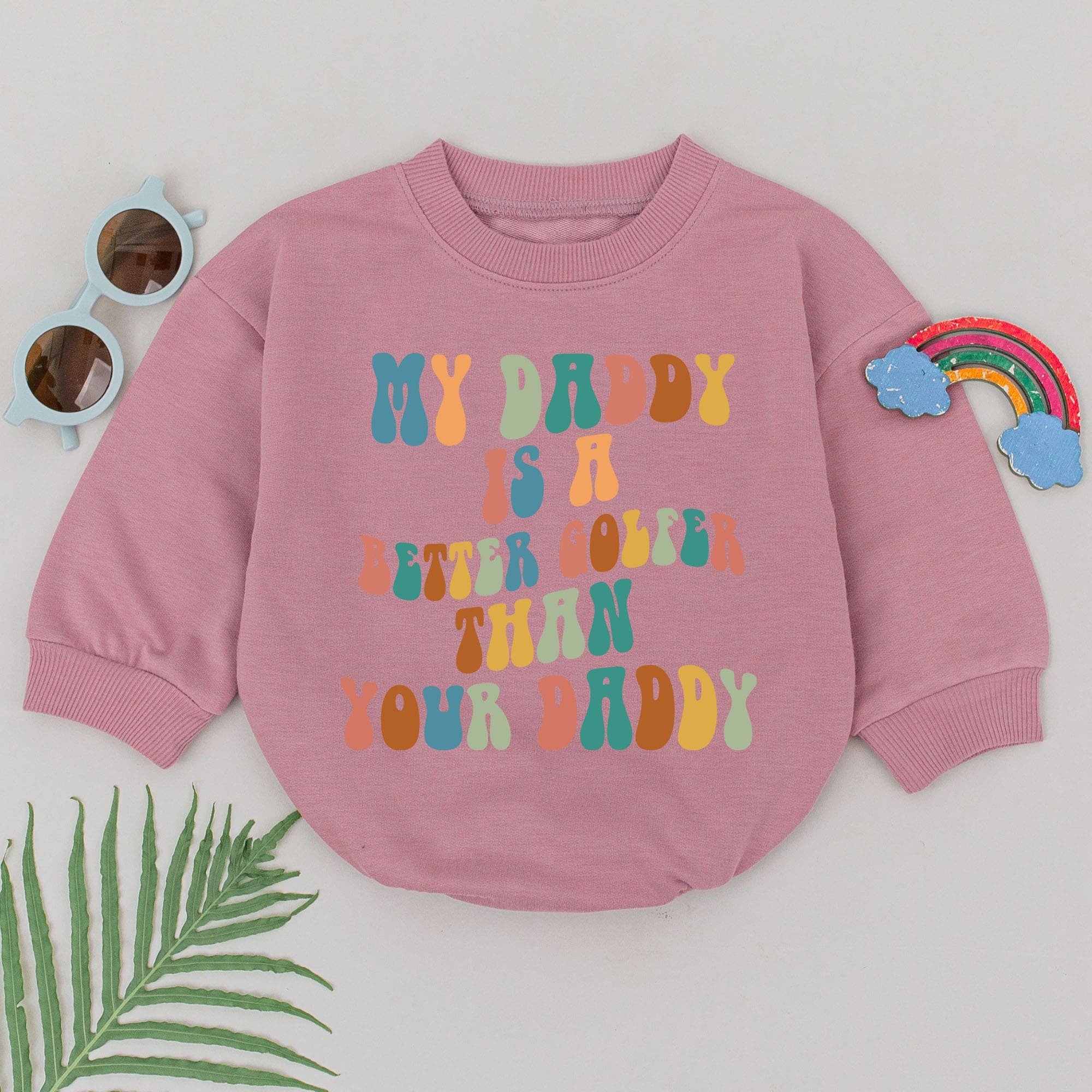 My Daddy Is A Better Golfer Than Your Daddy Baby Romper Fun Golf Outfit Colorful Father's Day Gift Soft Cotton Baby Boy Playful Design