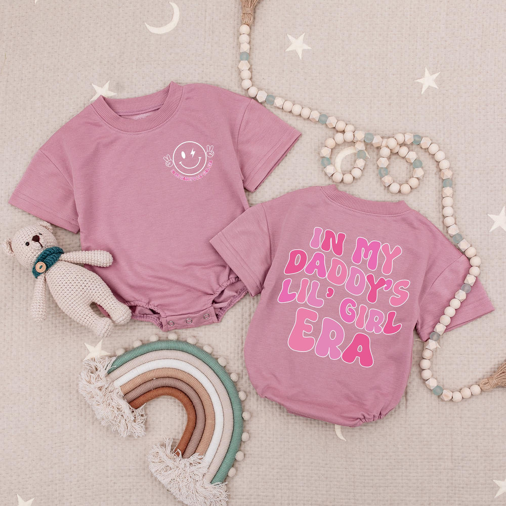 In My Daddy's Lil' Girl Era Baby Romper Cute Retro Pink Outfit for Baby Girls Adorable Smiley Face Graphic Perfect Gift for Daughter or Baby Shower