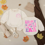 In My Daddy's Lil' Girl Era Baby Romper with Pink & Purple Text, Smiley Face Graphic, Long Sleeve Cotton Outfit for Girls, Cute Gift Idea