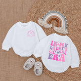 In My Daddy's Lil' Girl Era Baby Romper with Pink & Purple Text, Smiley Face Graphic, Long Sleeve Cotton Outfit for Girls, Cute Gift Idea