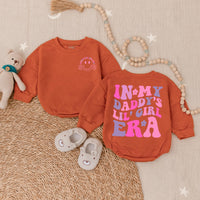 In My Daddy's Lil' Girl Era Baby Romper with Pink & Purple Text, Smiley Face Graphic, Long Sleeve Cotton Outfit for Girls, Cute Gift Idea