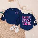 In My Daddy's Lil' Girl Era Baby Romper with Pink & Purple Text, Smiley Face Graphic, Long Sleeve Cotton Outfit for Girls, Cute Gift Idea