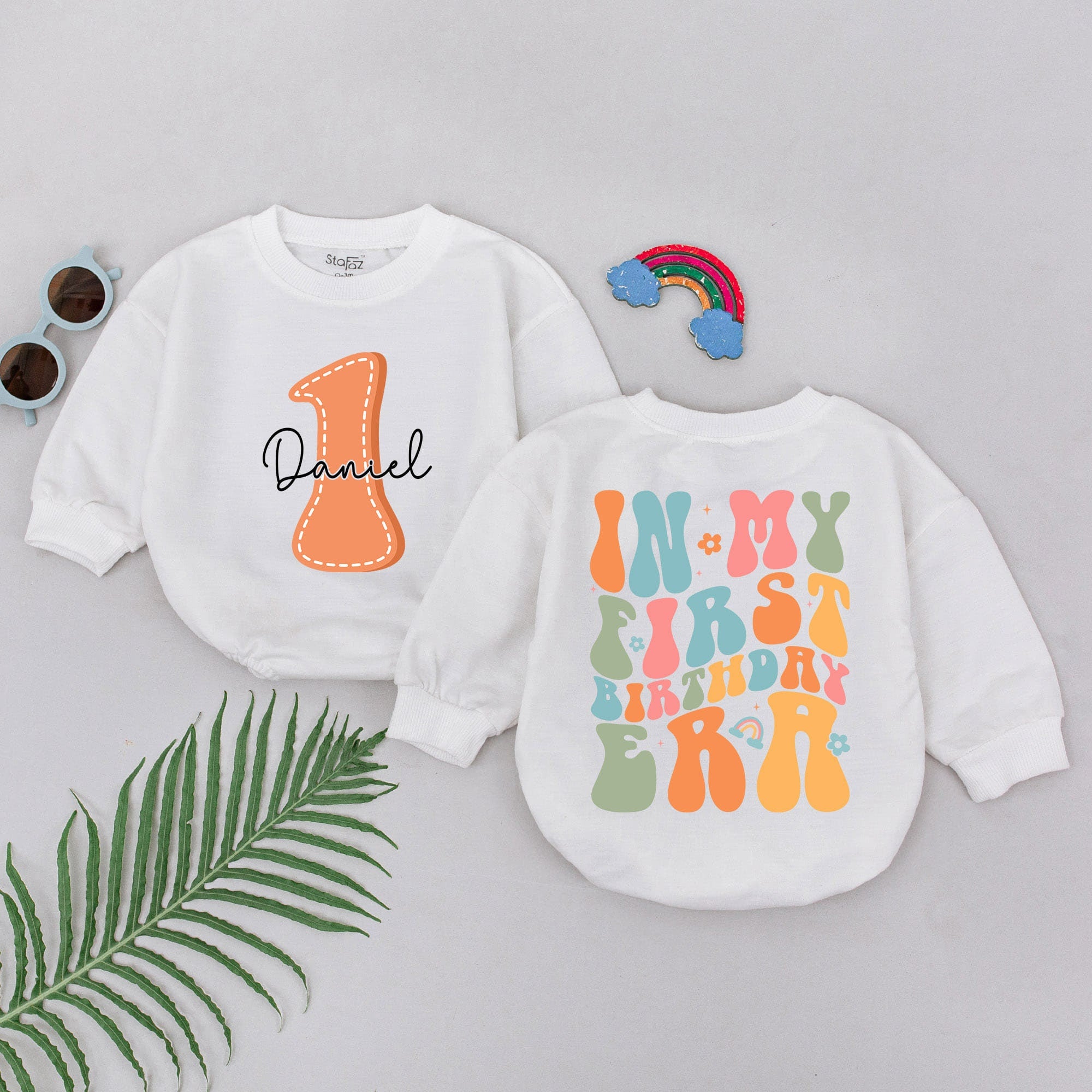 In My First Birthday Era Romper Colorful Baby Bodysuit Pastel Groovy Design 1st Birthday Outfit Soft Cotton Gift for Baby Shower