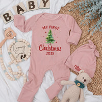 My First Christmas 2025 Baby Bodysuit Custom Outfit Newborn Holiday Tree Gender Neutral Soft Cotton Gift