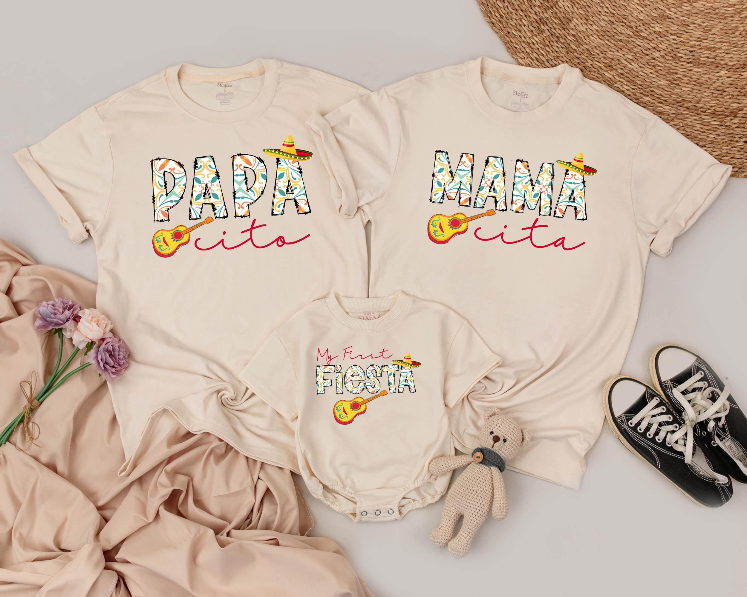 My First Fiesta Birthday Outfit for Baby and Toddler with Colorful Mexican Theme Matching Family Shirts for Mom and Dad Soft Cotton