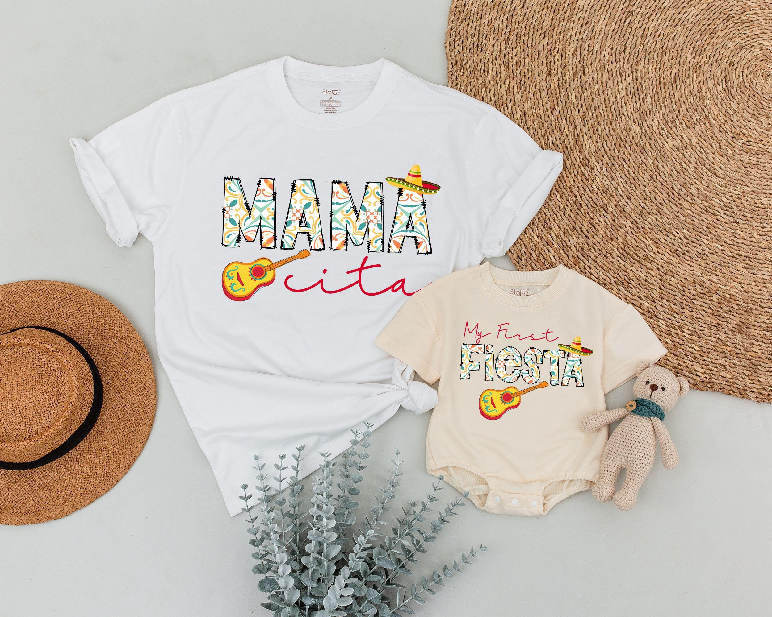 My First Fiesta Birthday Outfit for Baby and Toddler with Colorful Mexican Theme Matching Family Shirts for Mom and Dad Soft Cotton