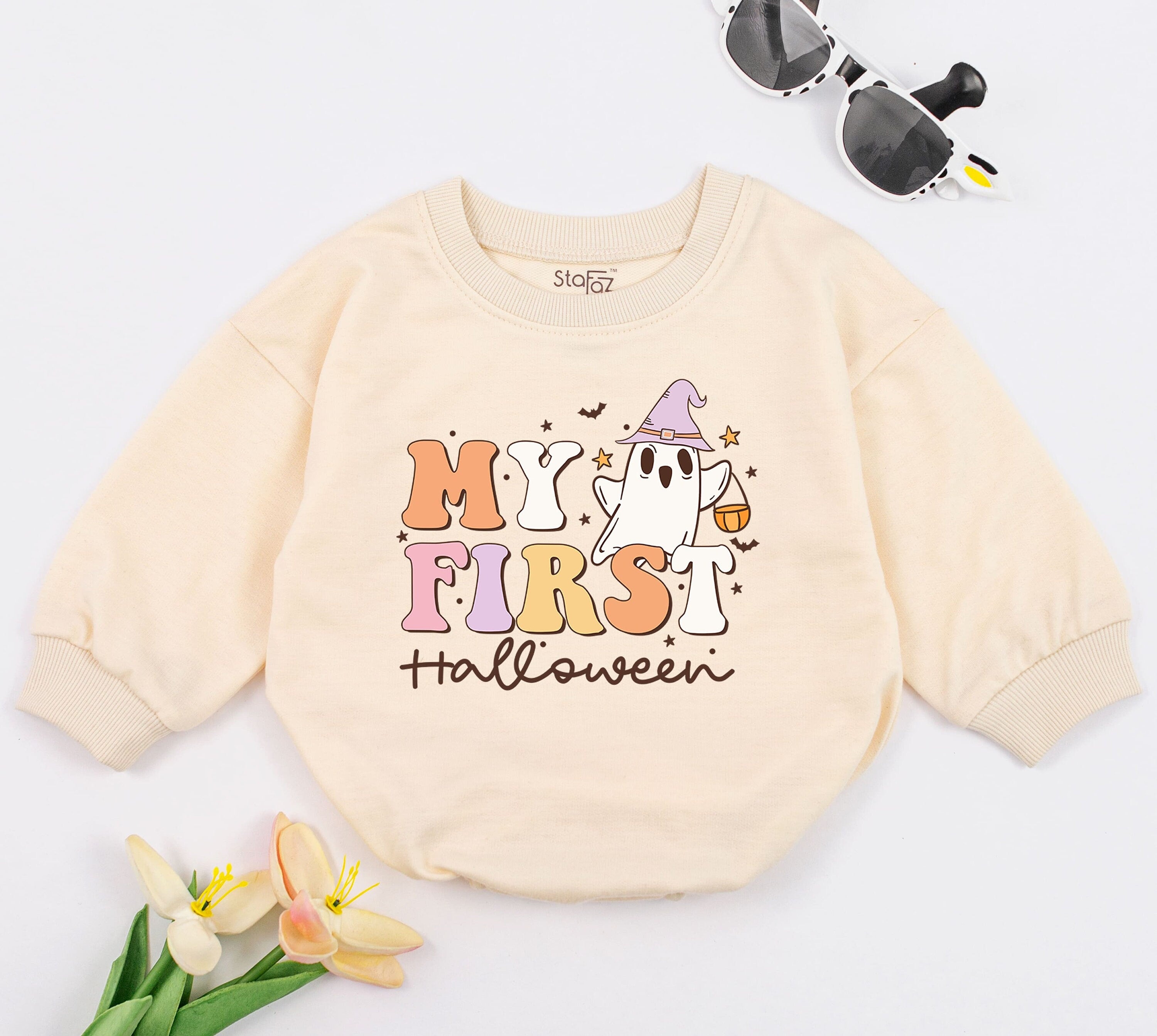 My First Halloween Baby Romper Cute Ghost Design Newborn Outfit Gift Soft Cotton Colorful Holiday Celebration Clothing