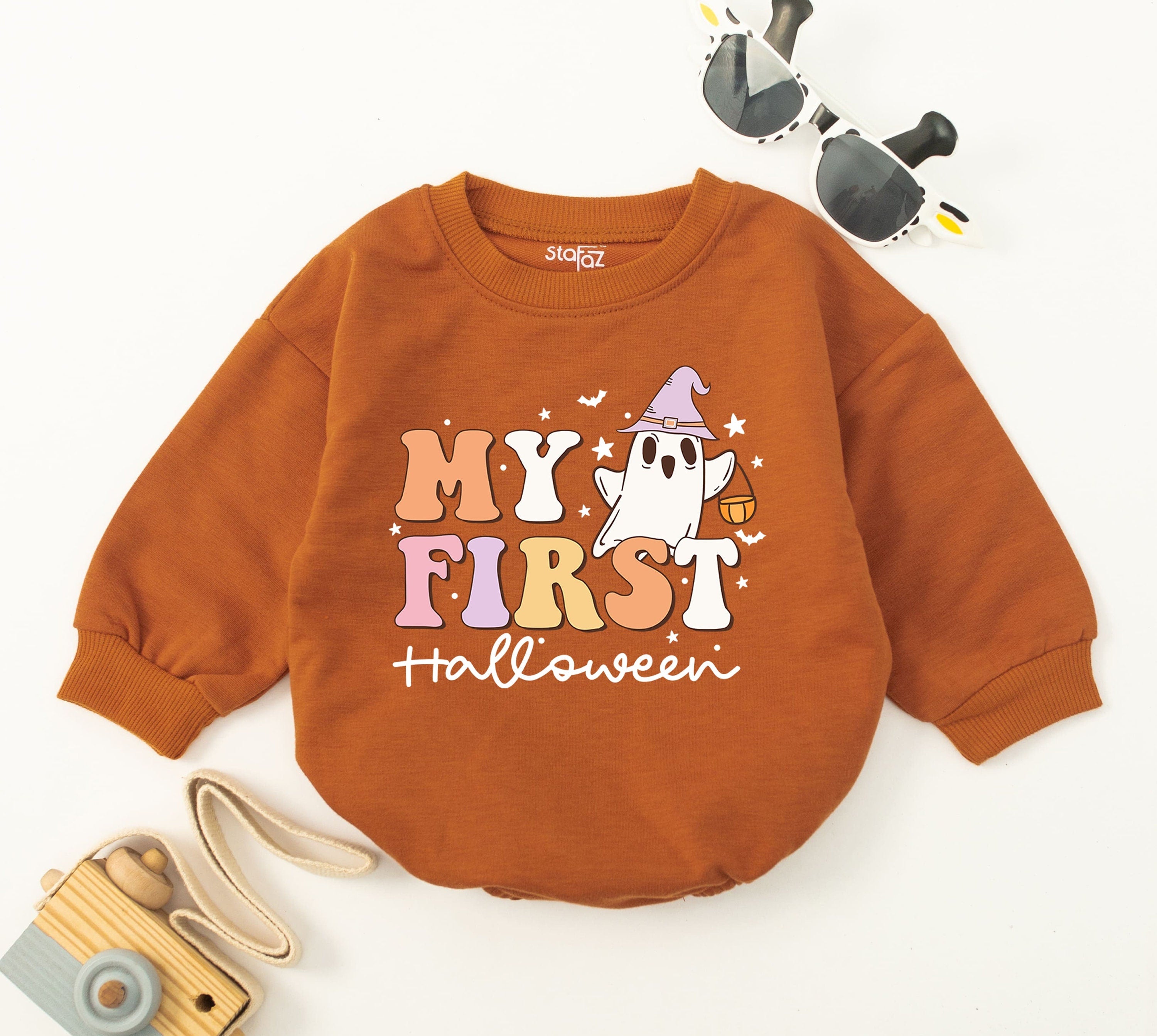 My First Halloween Baby Romper Cute Ghost Design Newborn Outfit Gift Soft Cotton Colorful Holiday Celebration Clothing