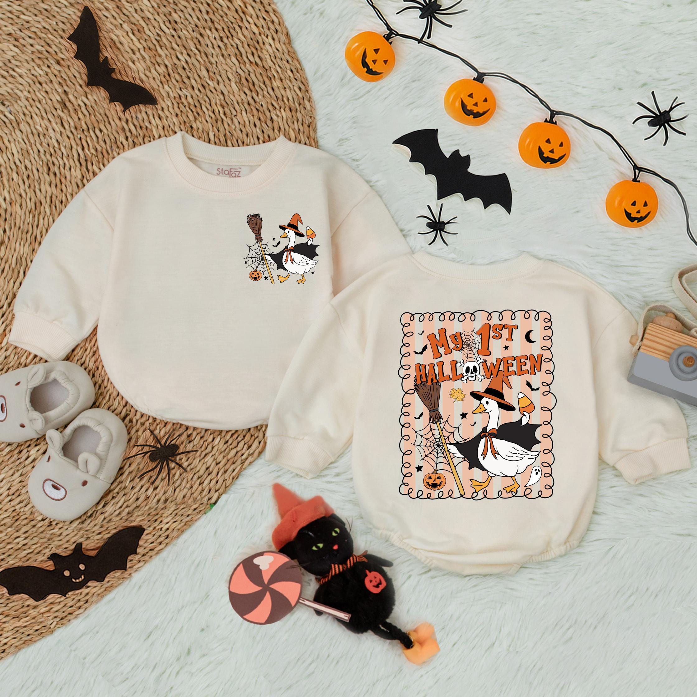 My First Halloween Baby Romper with Cute Ghost Pumpkin Design Toddler Spooky Season Outfit Soft Cotton Infant Clothes Holiday Gift