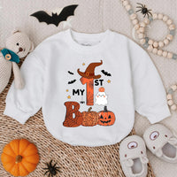 My First Halloween Baby Romper with Witch Hat Ghost Pumpkin Design Soft Cotton Bodysuit Infant Costume Outfit for Boy or Girl
