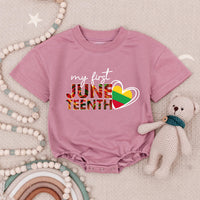 My First Juneteenth Baby Romper with Bold Multicolor Design, Soft Cotton Bodysuit for Babies, Holiday Gift Idea, Black History Celebration