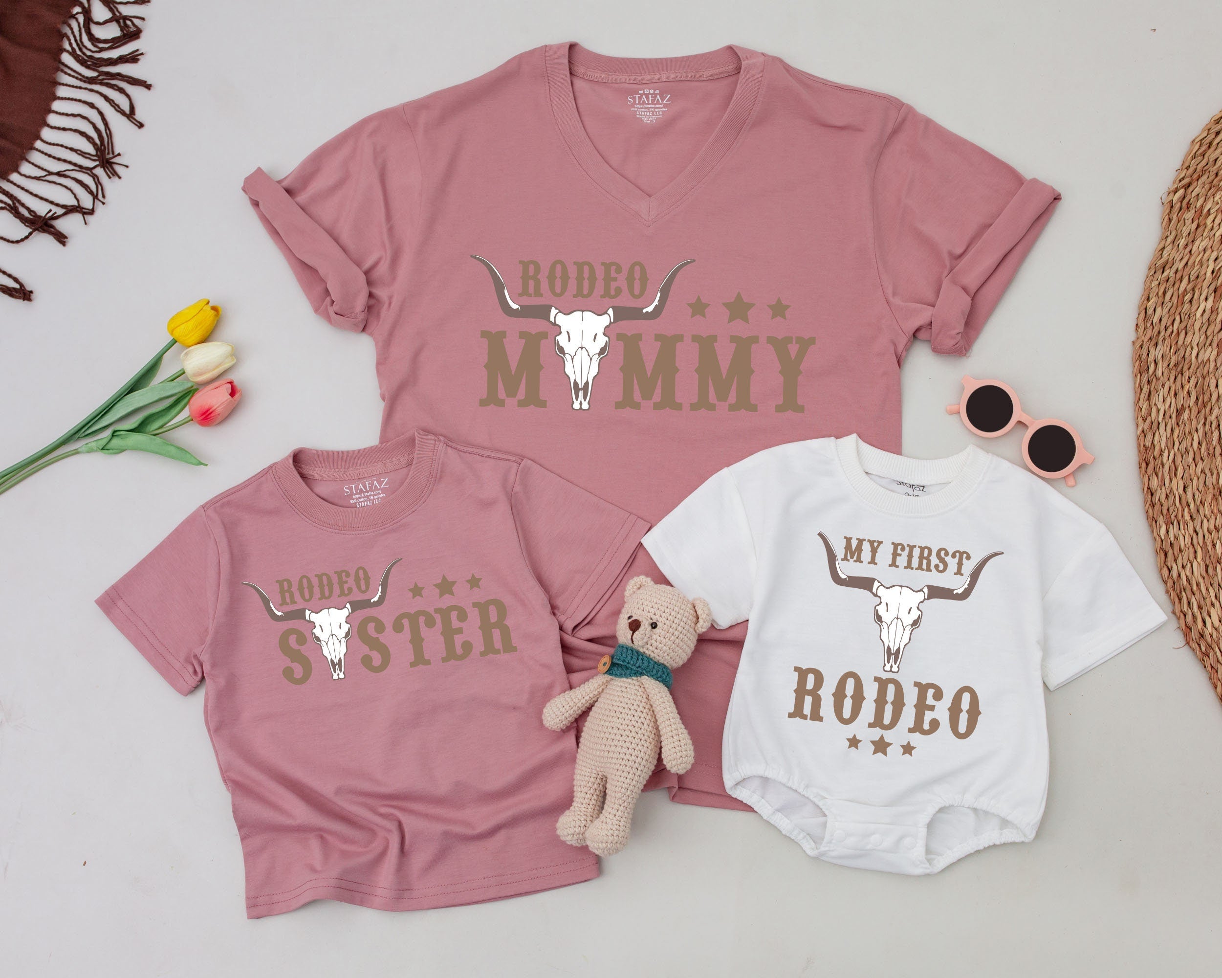 My First Rodeo Birthday Matching Family Shirts Cowboy Cowgirl Theme Rustic Western Outfit Custom Names Cotton Soft Party Gift