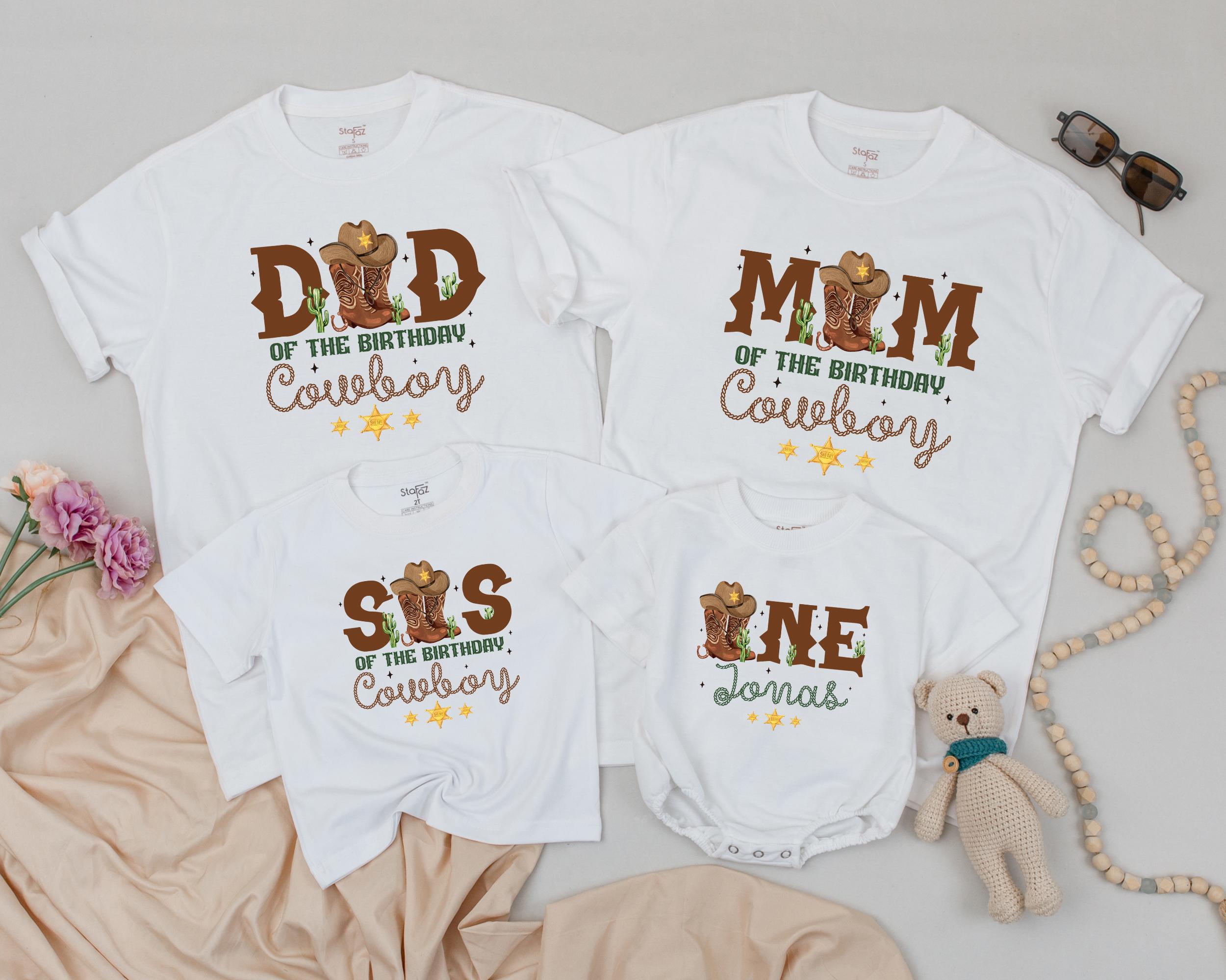 My First Rodeo Family Shirts Matching Cowboy Theme Birthday Outfit Soft Cotton Baby Toddler Party Clothes Custom Text Western Style