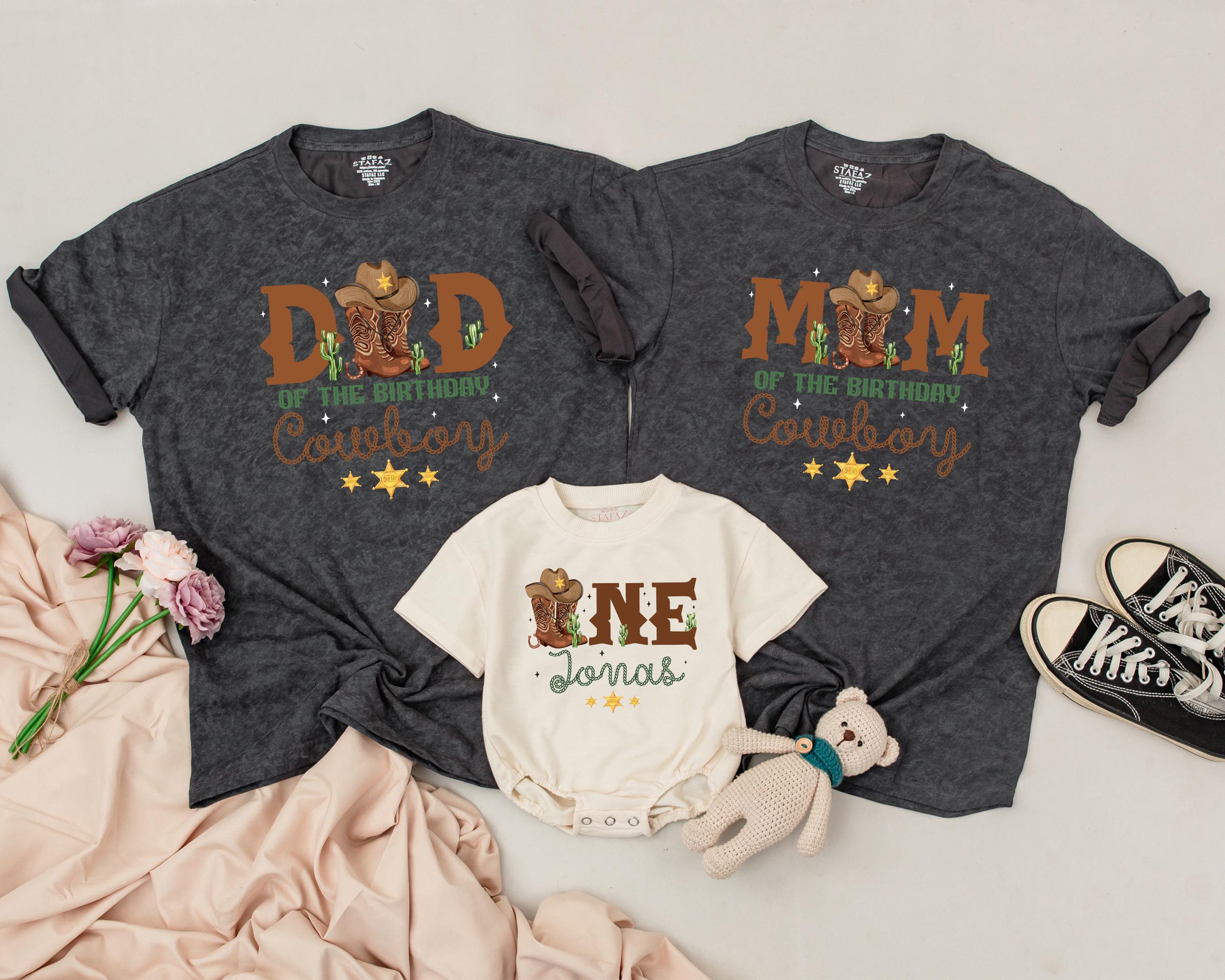 My First Rodeo Family Shirts Matching Cowboy Theme Birthday Outfit Soft Cotton Baby Toddler Party Clothes Custom Text Western Style