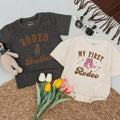 My First Rodeo Matching Family Birthday Shirt Cowboy Boot Design Baby Romper Western Party Outfit Soft Cotton Customizable Names
