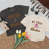 My First Rodeo Matching Family Birthday Shirt Cowboy Boot Design Baby Romper Western Party Outfit Soft Cotton Customizable Names