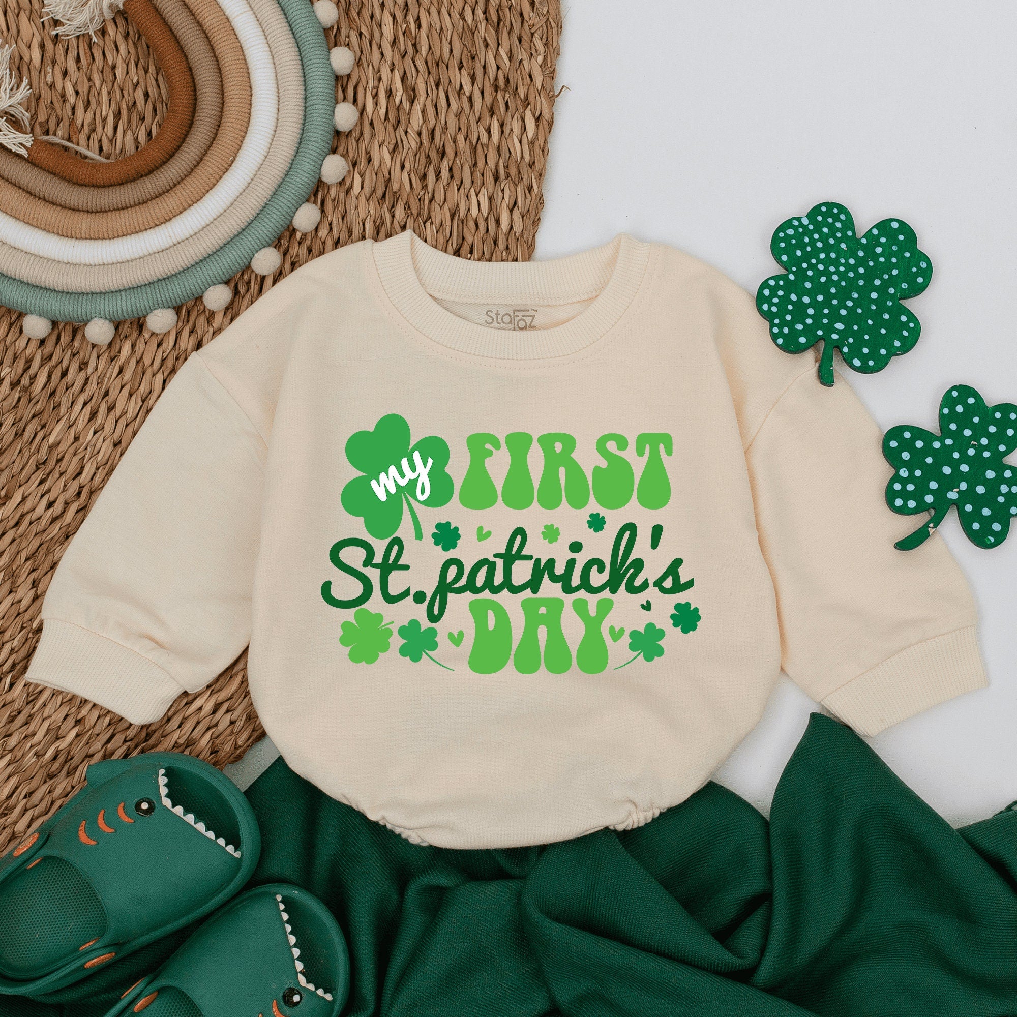 My First St. Patrick's Day Baby Romper Shamrock Green Outfit Infant Holiday Celebration Soft Cotton Festive Comfortable Wear