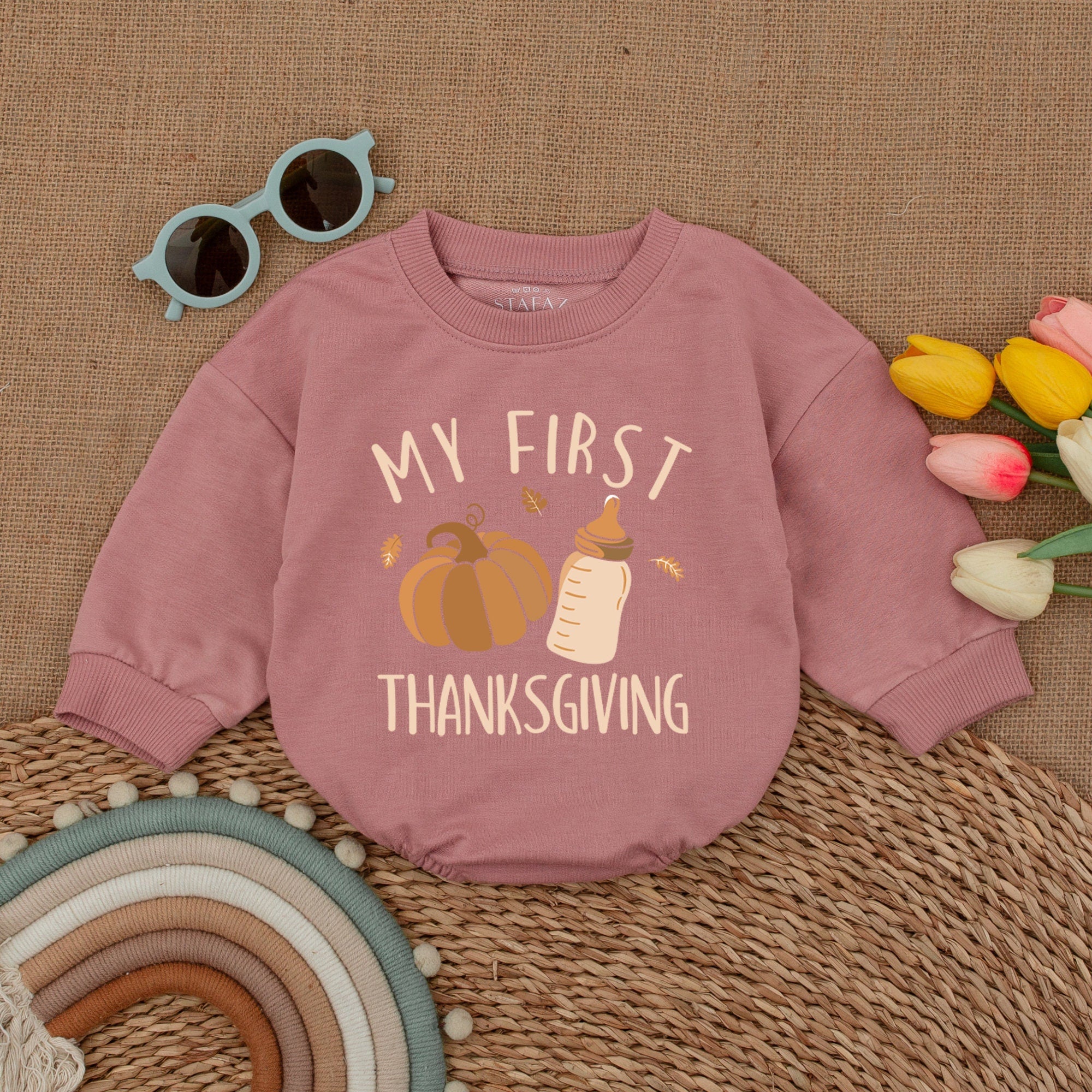 My First Thanksgiving Baby Romper Cozy Autumn Pumpkin Infant Outfit Fall Celebration Bodysuit Soft Cotton Holiday Baby Clothes